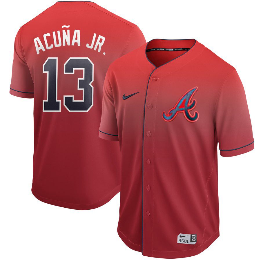 Men Atlanta Braves #13 Acuna jr Red Nike Fade MLB Jersey->atlanta braves->MLB Jersey